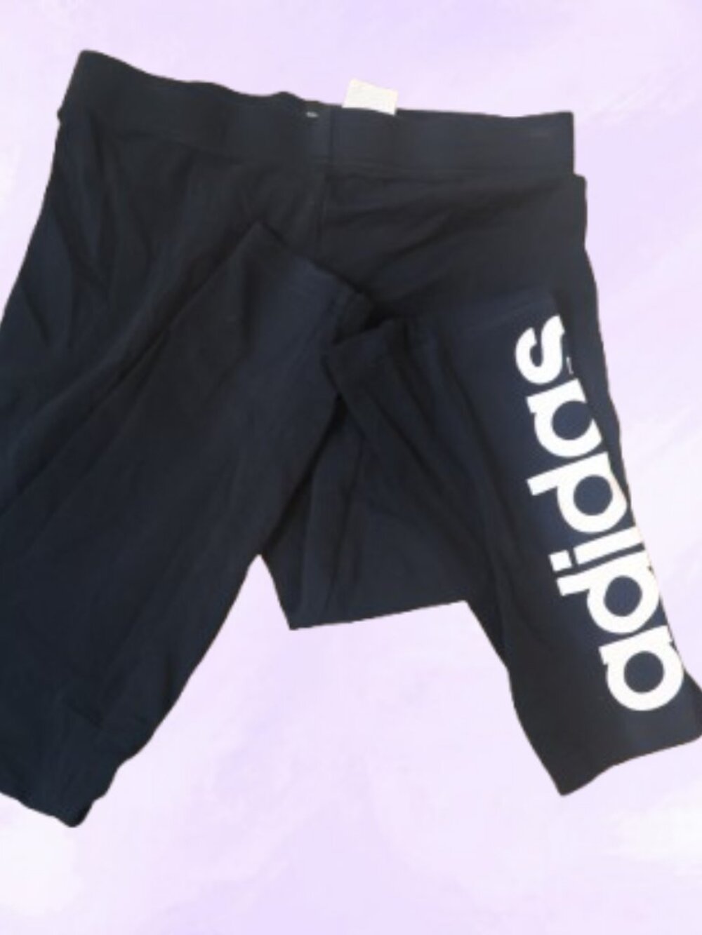 Adidas "adidas" on left leg leggings exercise workout in black and white size M